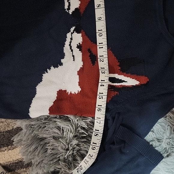 Ann Taylor Fox Intarsia Sweater 🦊 | Navy Knit | Size Medium - Picture 7 of 8